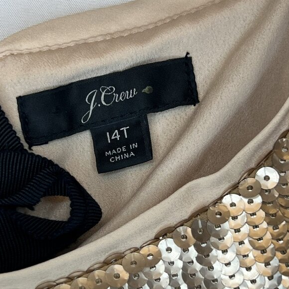 J.Crew Women's Sequin Top Size 14 Gold Open Back Bow Detail 3/4 Sleeve Party - Picture 3 of 6